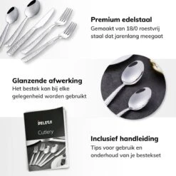Deleca 6 Persoons Bestekset Deluxe (30-delig) - Vorken, Lepels En Messen - Vaatwasserbestendig - Gehamerd - Zilver / RVS -Keukenartikelen Series Winkel 1200x1200 652