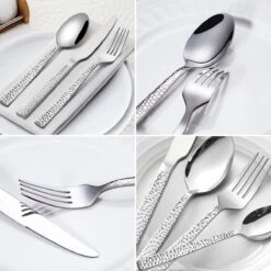 Deleca 6 Persoons Bestekset Deluxe (30-delig) - Vorken, Lepels En Messen - Vaatwasserbestendig - Gehamerd - Zilver / RVS -Keukenartikelen Series Winkel 1200x1200 654