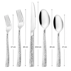 Deleca 6 Persoons Bestekset Deluxe (30-delig) - Vorken, Lepels En Messen - Vaatwasserbestendig - Gehamerd - Zilver / RVS -Keukenartikelen Series Winkel 1200x1200 655