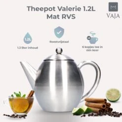 Vaja Valerie - Theepot Met Filter - Dubbelwandig - RVS - 1.2L 28 Vaja Valerie - Theepot Met Filter - Dubbelwandig - RVS - 1.2L -Keukenartikelen Series Winkel 1200x1200 829