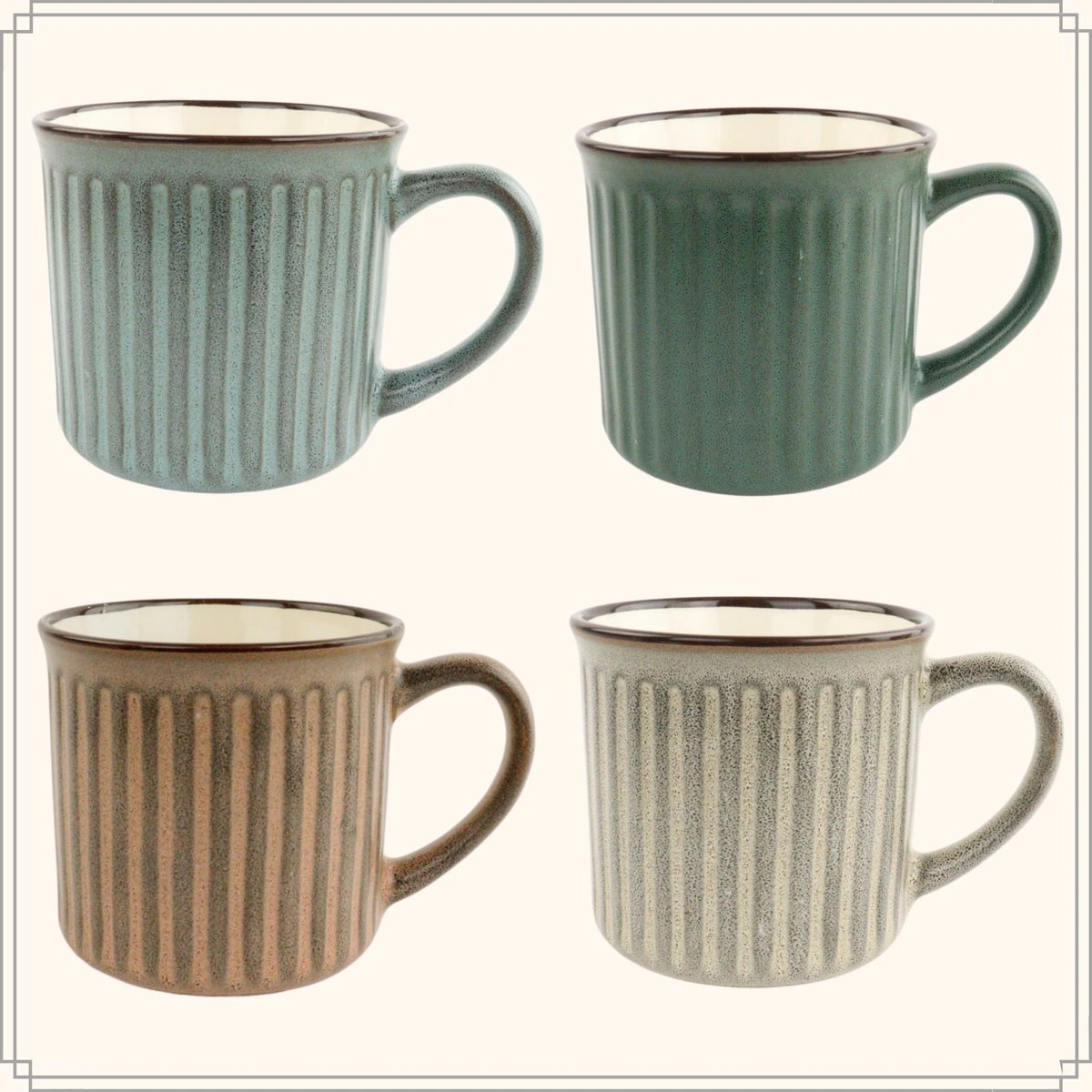 OTIX Koffiekopjes - Met Oor - Set Van 4 - Aardewerk - 250 Ml 3 OTIX Koffiekopjes - Met Oor - Set Van 4 - Aardewerk - 250 Ml