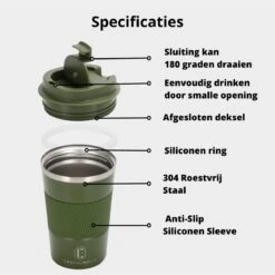 Castagnola Design RVS Koffiebeker To Go - Groen - 380ml - Thermosbeker - Theebeker -Keukenartikelen Series Winkel 1200x1200 885