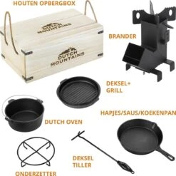 Dutch Mountains Gietijzeren Pannenset 7-delig - Dutch Oven – Braadpan - Grillpan - Hapjespan - Kookset In Houten Transportkist - Deksellifter - Brander 16 Dutch Mountains Gietijzeren Pannenset 7-delig - Dutch Oven – Braadpan - Grillpan - Hapjespan - Kookset In Houten Transportkist - Deksellifter - Brander -Keukenartikelen Series Winkel 1200x1200 940