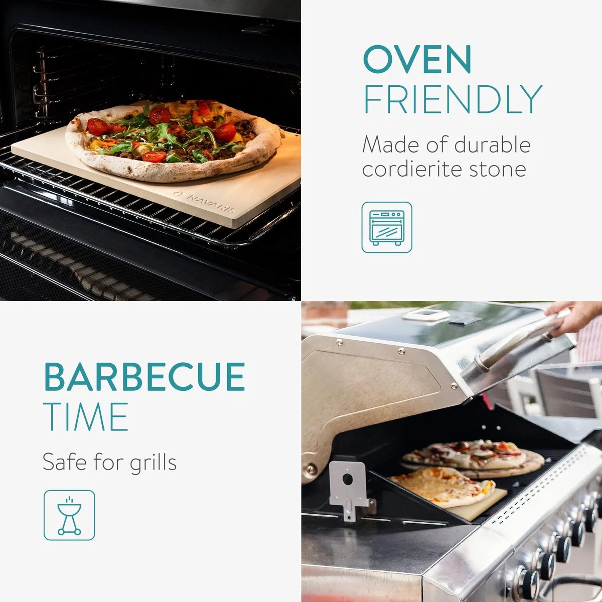 Navaris Pizzasteen XL Voor Oven En Barbecue - Rechthoekige Pizzaplaat 38 X 30 Cm - Inclusief Pizzaschep Met Extra Lang Handvat En Receptenboek 6 Navaris Pizzasteen XL Voor Oven En Barbecue - Rechthoekige Pizzaplaat 38 X 30 Cm - Inclusief Pizzaschep Met Extra Lang Handvat En Receptenboek - Afbeelding 5