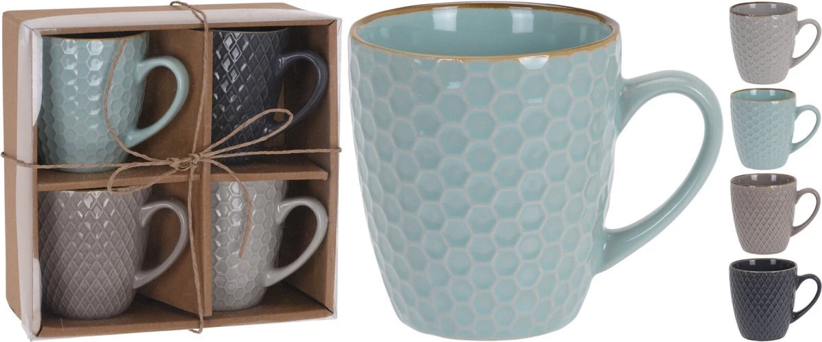 Excellent Houseware Set Van 8x Stuks Luxe Gekleurde Stoneware Bekers/koffiekopjes 200 Ml - Kopjes/koffiebekers 4 Excellent Houseware Set Van 8x Stuks Luxe Gekleurde Stoneware Bekers/koffiekopjes 200 Ml - Kopjes/koffiebekers - Afbeelding 2