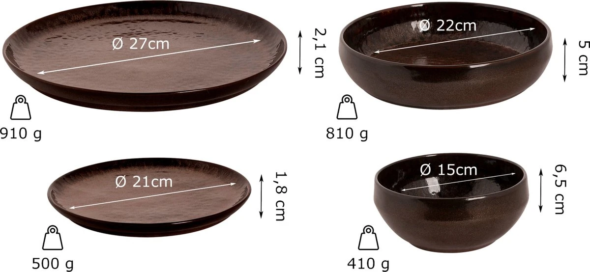 Palmer Serviesset Bama Copper Stoneware 6-persoons 24-delig Koper 12 Palmer Serviesset Bama Copper Stoneware 6-persoons 24-delig Koper - Afbeelding 10