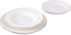 LeRijn® Serviesset Deventer 6 Persoons - 18 Delig - Licht Crème Wit Met Gouden Rand En Motief - Dinerborden - Soepborden - Dessertborden - Borden Servies - Bordenset -Keukenartikelen Series Winkel 1200x598 1