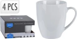Excellent Houseware Set Van 4x Stuks Bekers/mokken Wit 380 Ml Van Porselein - Melkbekers -Keukenartikelen Series Winkel 1200x612 2
