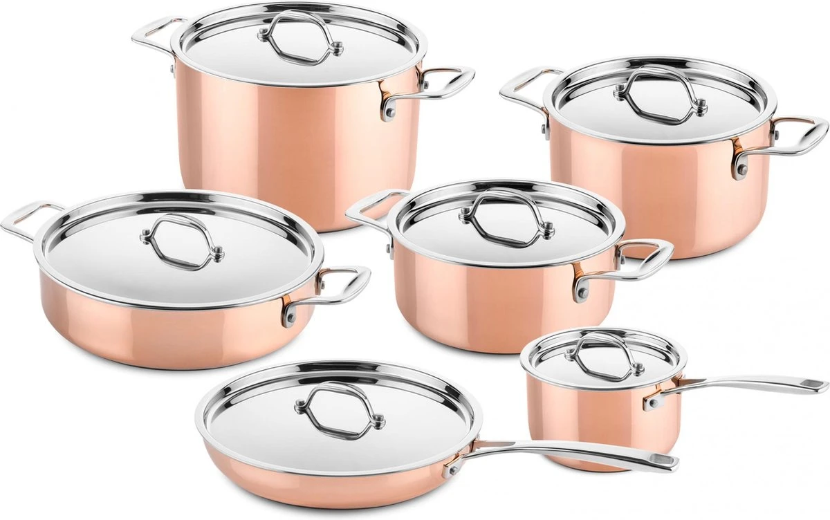 Pannenset – 6 Delig – Inductie – Koper DUCQ 3 Pannenset – 6 Delig – Inductie – Koper DUCQ