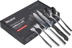 Deleca 8 Persoons Bestekset (48-delig) - Lepels, Messen, Vorken & Steakmessen - Vaatwasserbestendig - Zilver / RVS -Keukenartikelen Series Winkel 1200x799 60
