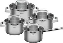Sola Pannenset Juvia - 4 Delig - Ø 16,16,18,20 Cm - Zilver - RVS - Sandwichbodem -Keukenartikelen Series Winkel 1200x826 1