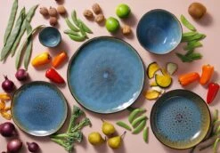 Palmer Serviesset Lotus Stoneware 6-persoons 24-delig Zwart Turquoise -Keukenartikelen Series Winkel 1200x838 2