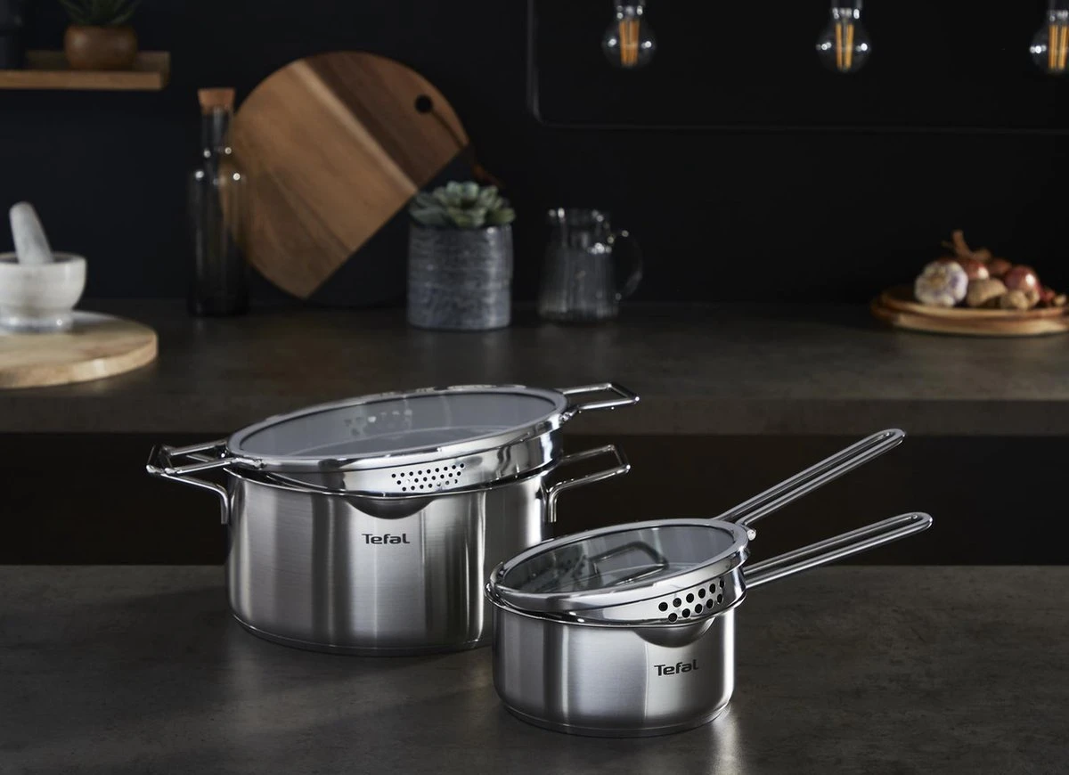 Tefal Nordica Pannenset 4 Delig - Steelpan Ø16 Cm & Kookpan Ø 18 + Ø 20 + Ø 24 Cm 5 Tefal Nordica Pannenset 4 Delig - Steelpan Ø16 Cm & Kookpan Ø 18 + Ø 20 + Ø 24 Cm - Afbeelding 3