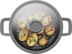 BergHOFF Leo Hapjespan Stone - 28 Cm - Met Glazen Deksel -Keukenartikelen Series Winkel 1200x904 1