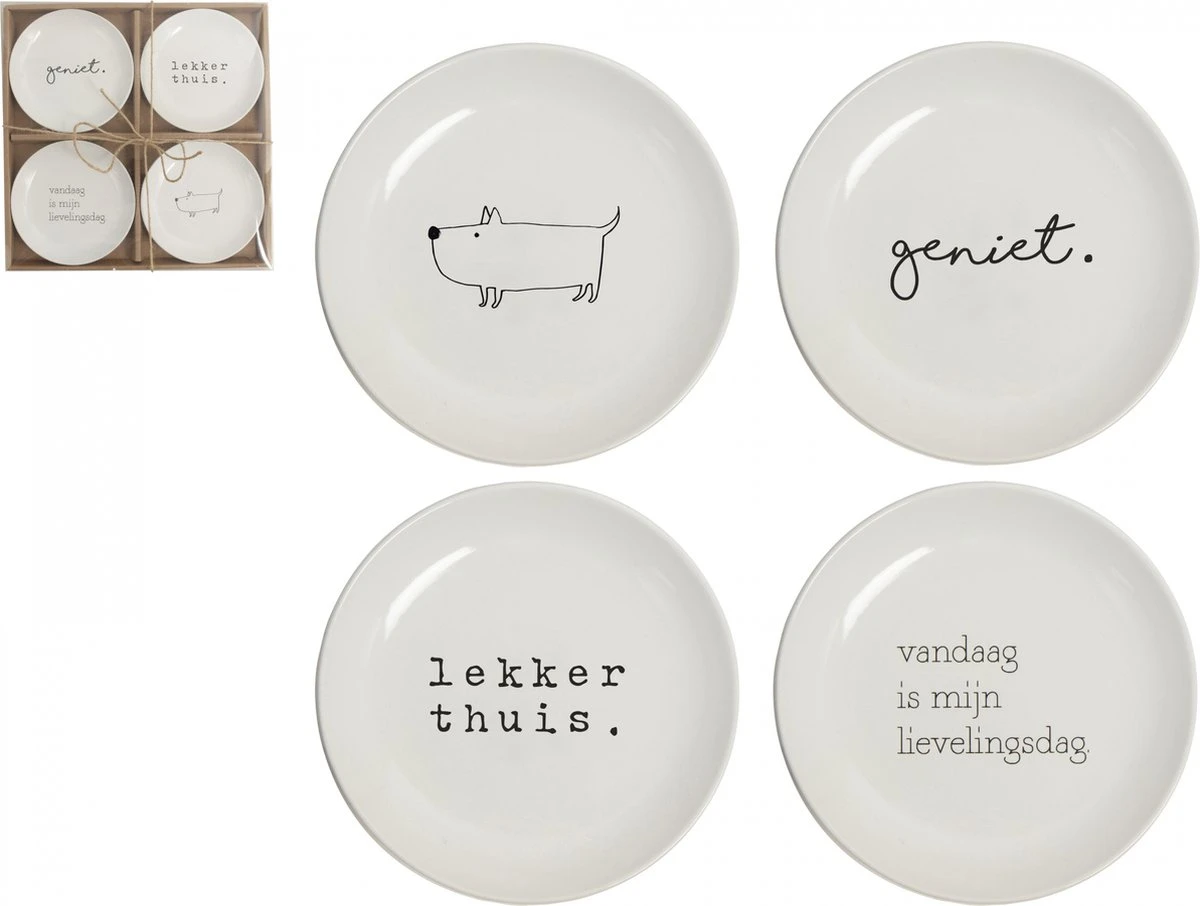 Gusta - Gebaksbordjes - ø 15 Cm - Set 4 Stuks - Porselein - Wit 5 Gusta - Gebaksbordjes - ø 15 Cm - Set 4 Stuks - Porselein - Wit - Afbeelding 3