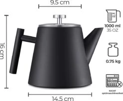 Silberthal - Theepot Met Filter - 1 L - RVS Dubbelwandig - Zwart - Cadeau -Keukenartikelen Series Winkel 1200x986 2
