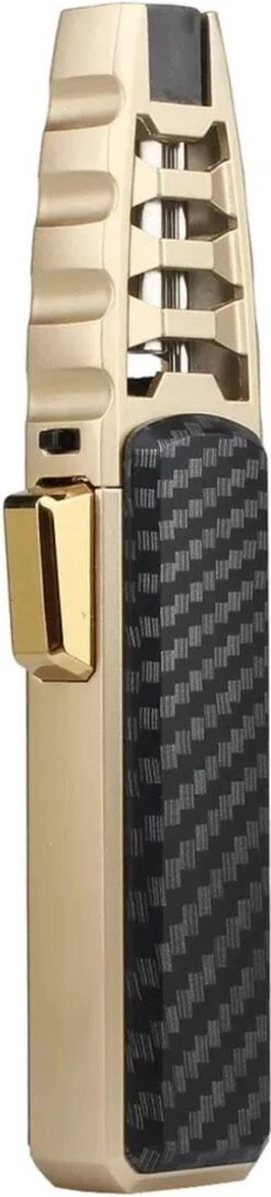 Merkloos Turbo Jetflame Aansteker - Gasbrander - Vuurwerk Torch - Crème Brûlée Brander - BBQ En Sigaren Aansteker - Windproof - Carbon Met Goudkleurige Metalen Behuizing -Keukenartikelen Series Winkel 272x1200 2