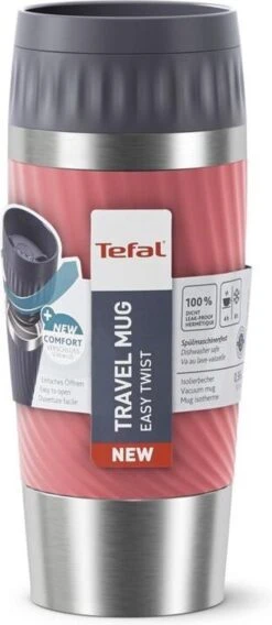 Tefal Travel Mug Easy Twist Thermobeker - Koraalrood - 0,36 Liter -Keukenartikelen Series Winkel 522x1200