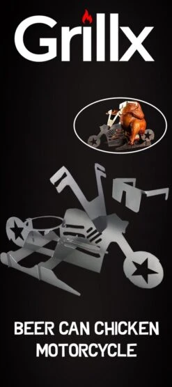GrillX Beer Can Chicken Houder - Kiphouder Motorcycle - BBQ Accesoires - Bierkip - Barbeque Gereedschap - Chicken Sitter -Keukenartikelen Series Winkel 533x1200