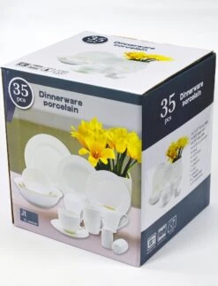 JT Serviesset - Wit - 35delig - 4 Persoons - Luxe Reliëf Design -Keukenartikelen Series Winkel 917x1200 3